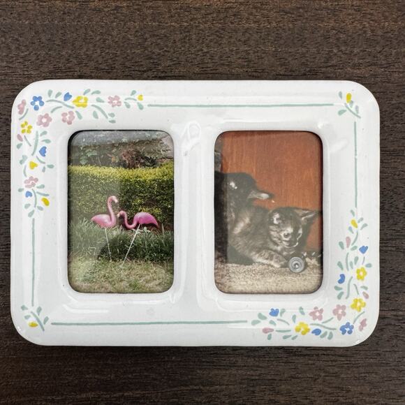 Two Vtg Mini Intercraft Picture Frames Japan Floral Ceramic Easel Back Cottage - Picture 4 of 16